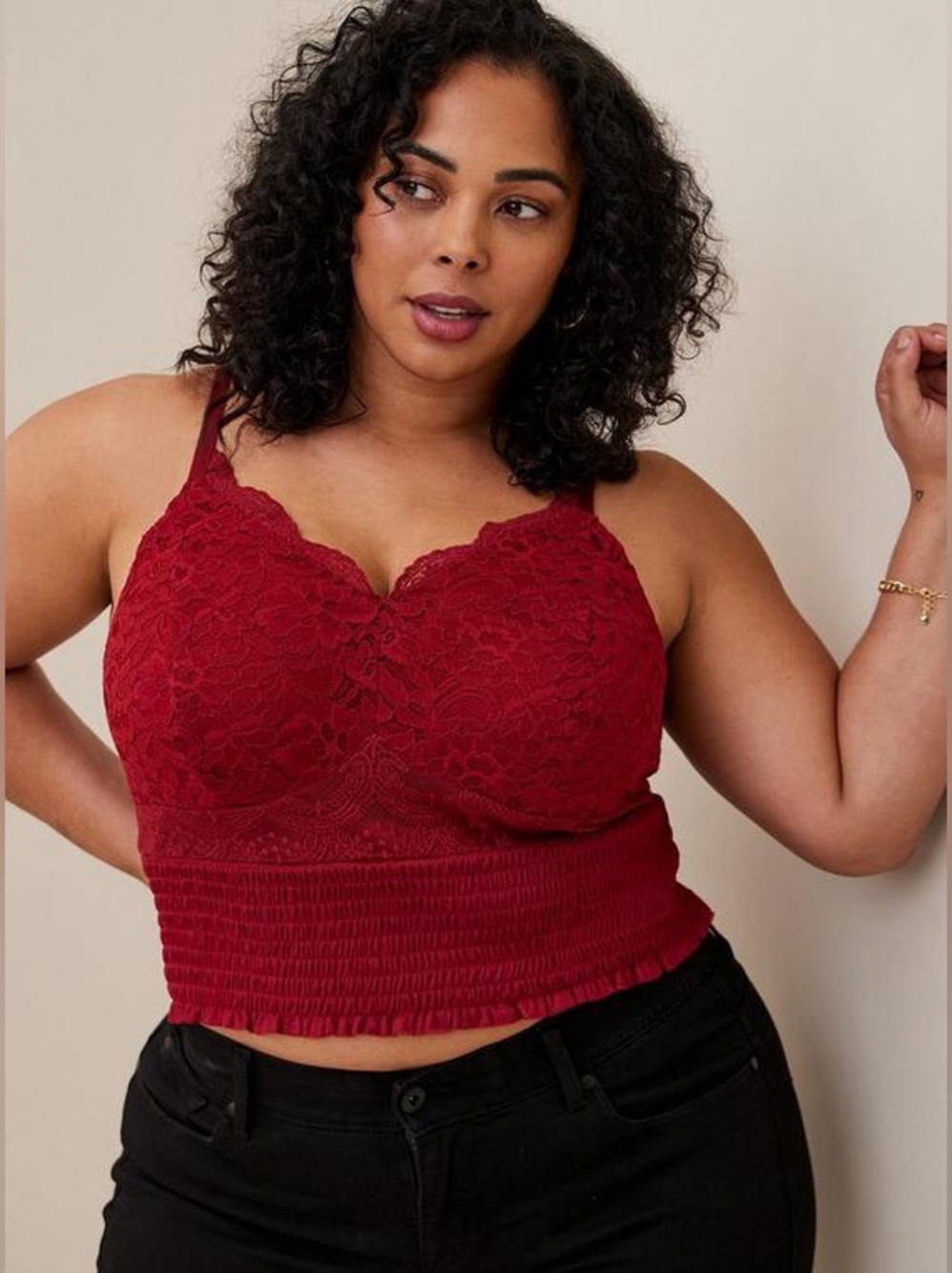 Torrid Lace bralette Cropped tank adjustable straps feminine lace detail